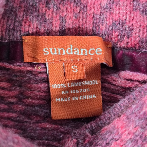 Sundance Womens Lambswool Hooded Fair Isle Long Cardigan Sweater Burgundy Small - Picture 6 of 7